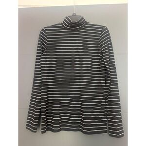 Banana Republic Womens Black White Striped‎ Mock neck  Top Long Sleeve Small